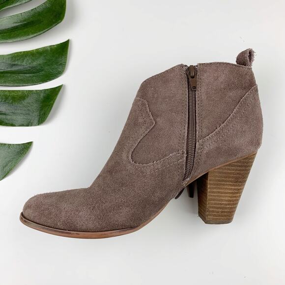 Steve Madden Ohio Western Ankle Boots Fringe Taupe Suede Heeled Women's 8.5 - Picture 7 of 14